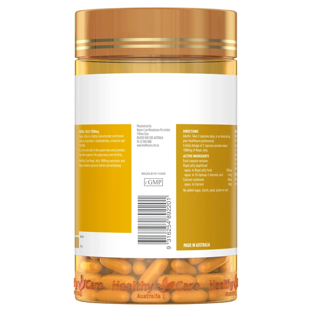 Sữa Ong Chúa Healthy Care Royal Jelly 1000Mg 365 Viên - Mẫu Mới 13 Healthy Care Royal Jelly 365 Capsules 2 3000X